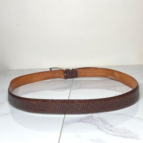 MARTIN DINGMAN Brown Treccia Alligator Embossed Calfskin & Silver Belt 95 38 - Picture 5 of 11
